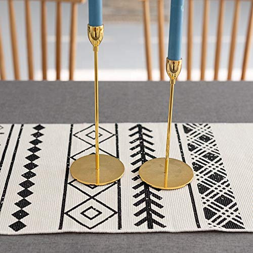 Fennco Styles Boho Farmhouse Woven Fringe Tasseled 14 x 71 Inch Tribal Table Runner – White and Black Table Runner for Everyday Use, Dinner Parties, Special Events and Home Décor