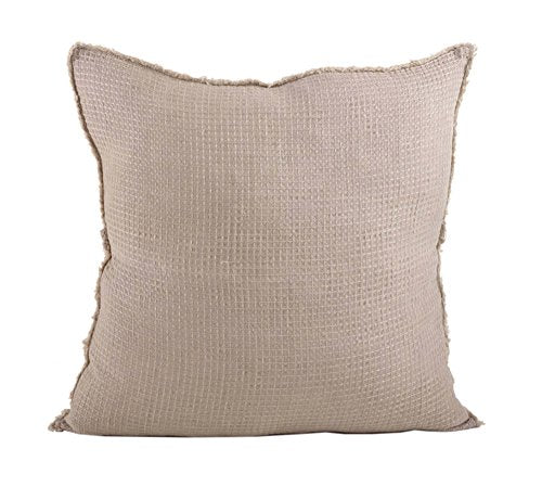 Fennco Styles L'excellence Waffle Weave 100% Linen Throw Pillow with Case & Insert - Natural Throw Pillow for Home, Couch, Living Room Décor