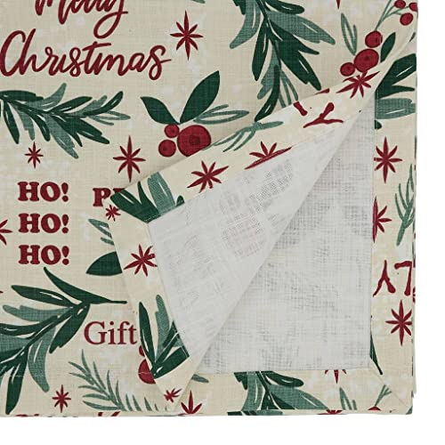 Fennco Styles Holly Christmas Cotton Table Runner 14" W x 72" L – Multicolor Woven Festive Table Cover for Winter Festivals, Holidays Décor, Banquets, Family Gatherings and Special Events
