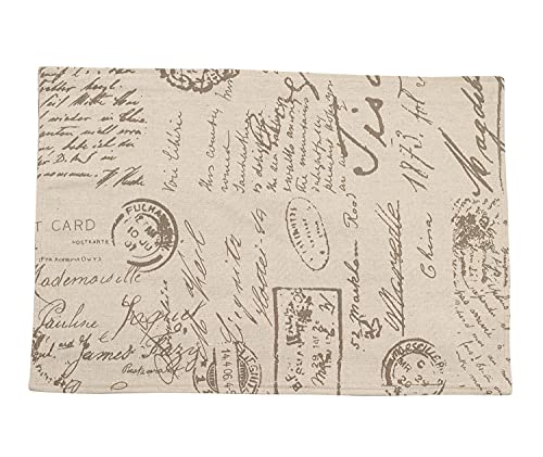 Fennco Styles Script Printed Contemporary Table Runner 16" W x 120" L - Natural Table Cover for Home, Dining Table, Banquet, Family Gathering and Special Occasion