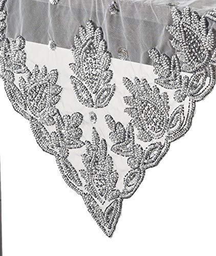 Fennco Styles Lakshmi Collection Elegant Hand Beaded Table Runner - Vintage Table Cover for Home Decor, Banquets and Special Occasions