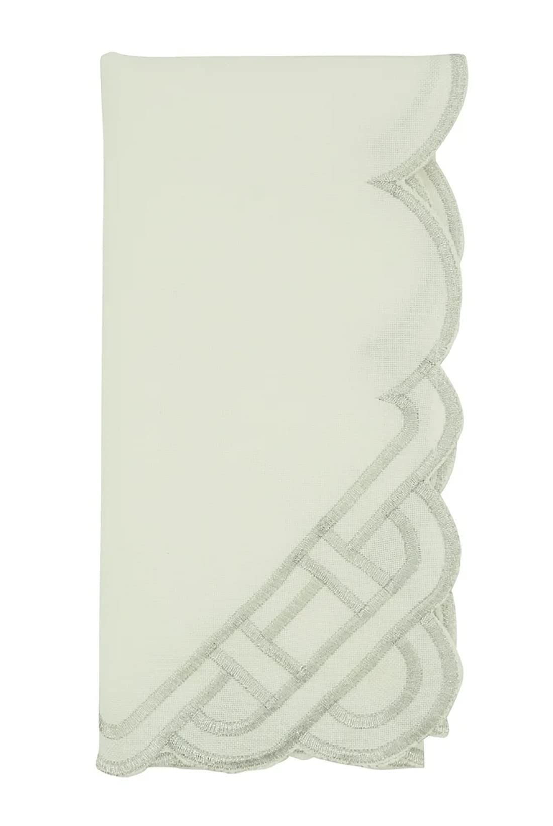 Fennco Styles Braid Emroidered Metallic Border Table Runner 16" W x 54" L - Silver Table Cover for Home Décor, Everyday Use, Christmas, Banquets and Special Events