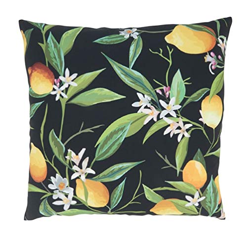 Fennco Styles Lemons Decorative Throw Pillow 18" W x 18" L - Black Square Cushion for Indoor & Outdoor Décor, Couch, Backyard Patio, Lawn & Garden
