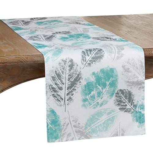 Fennco Styles Aesthetic Leaf Print Table Runner - Mint Table Cover for Home Décor, Dining Table, Banquets, Family Gathering and Special Events