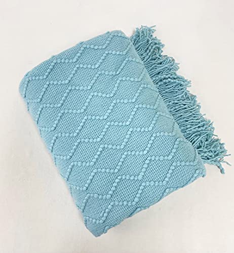 Fennco Styles Modern Textured Weave Knit Throw with Fringe 50" W x 60" L - Chevron Throw Blanket for Sofa, Couch, Living Room, Bedroom Décor