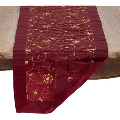 Fennco Styles Elegant Sequined & Embroidered Christmas Table Runner