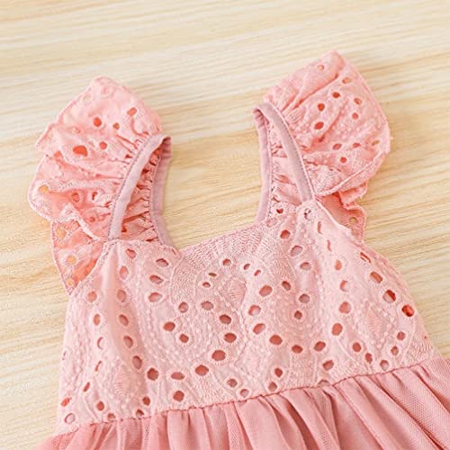 stylesilove Baby Toddler Girls Embroidered Eyelet Tulle Dress Princess Girl Ruffle Crisscross Sun Dress Outfit