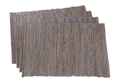 Fennco Styles Shimmering Woven Nubby Texture Water Hyacinth 14 x 20 Inch Table Placemats, Set of 4 - Turquoise Table Mats for Home Decor, Dining Table, Holidays, Home Decor, Special Events
