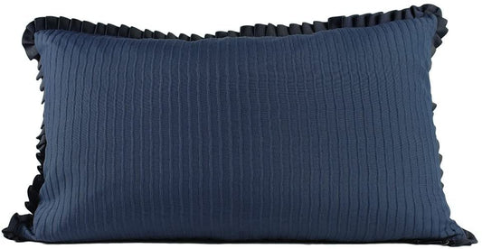 Fennco Styles Aimée Ruffle-Edged Indigo Blue Decorative Throw Pillow 14" W X 23" L, Filler Included
