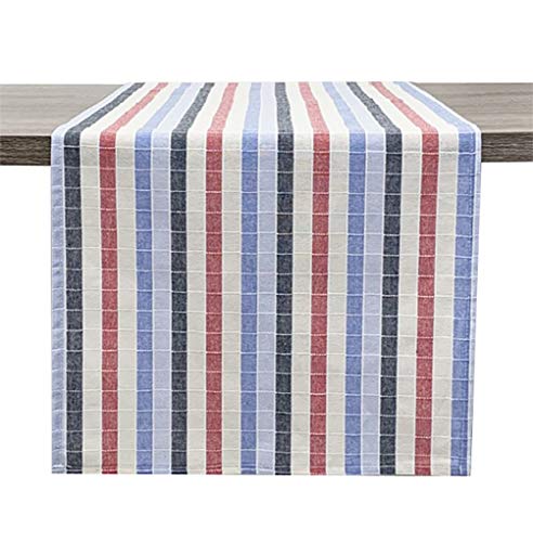 Fennco Styles Stitched Checkerd Cotton Tablecloth - Multicolor Table Cover for Everyday Use, Banquets, Holiday, Special Events and Home Décor