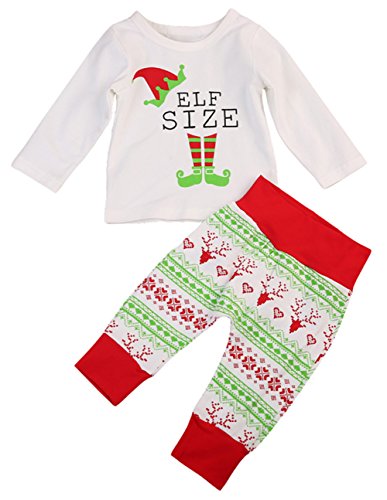 stylesilove Infant Baby Holiday ELF Size Cotton Top and Pants 2 pcs Outfit Set