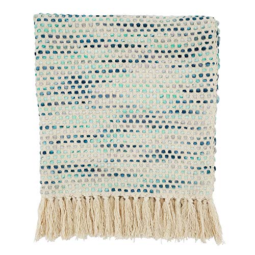 Fennco Styles Confetti Woven Throw Blanket with Tassel 50" W x 60" L – Blanket for Couch, Bedroom and Living Room Décor