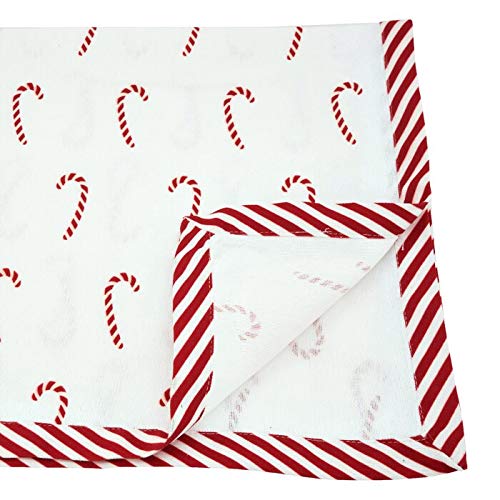 Fennco Styles Bonbon Collection Holiday Candy Cane Design Table Runner – Red Table Cover for Christmas Dinner, Family Gathering, Special Events and Home Décor