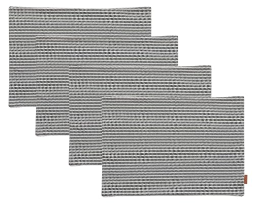 Fennco Styles Striped Two-Side Use Reversible Placemats 13" W X 19" L, Set of 4 - Ivory Woven Table Mats for Home, Dining Table, Banquets, Holidays and Special Occasions