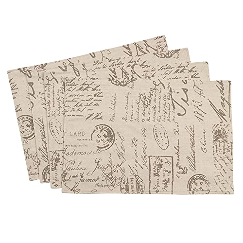 Fennco Styles Script Printed Contemporary Table Runner 16" W x 120" L - Natural Table Cover for Home, Dining Table, Banquet, Family Gathering and Special Occasion