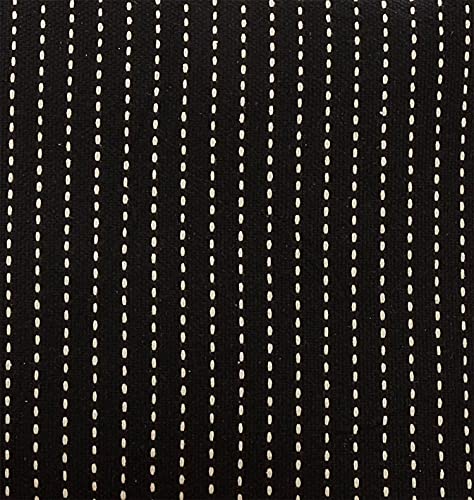 Fennco Styles Line-Stitch Tassel Cotton Decorative Throw Pillow 18" W x 18" L - Black Square Cushion for Home, Couch, Office, Bedroom and Living Room Décor