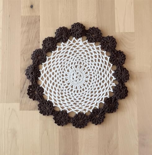 Fennco Styles Handmade Two-Tone Floral Crochet Tray Doily, 9" Round - Cloth Placemat for Everyday Use, Holidays, Home Décor, Cocktail Party, Tea Party, Special Occasion
