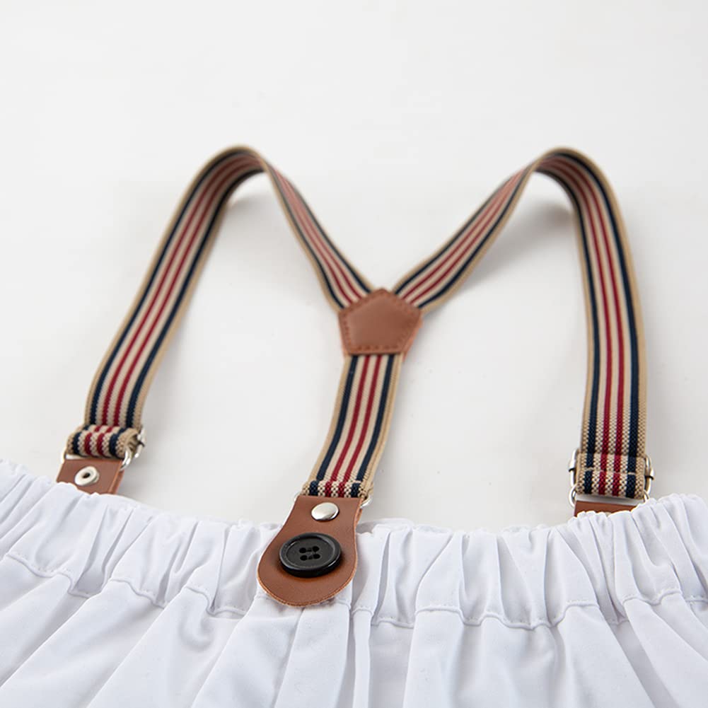 stylesilove Toddler Little Boys Classic Cotton Chino Shorts with Stripe Suspenders for Casual, Formal Wear, Special Occasions