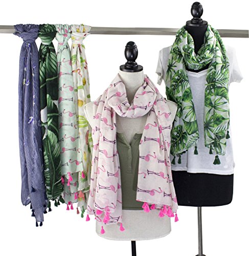 stylesilove Women Cozy Tassels Oblong Cotton Scarf Lightweight Shawls Wrap