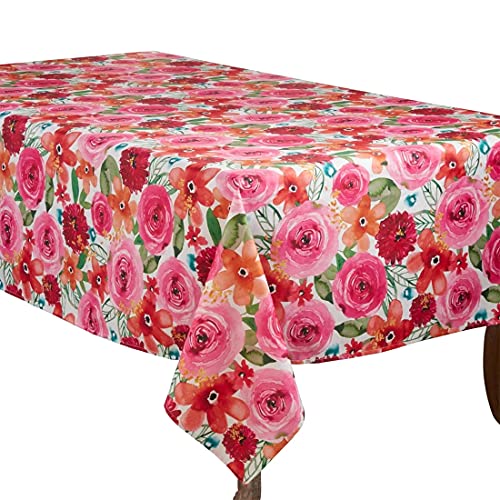 Fennco Styles Santa Monica Floral Tablecloth 65" W x 120" L - Multicolored Flower Rectangular Table Cover for Home Décor, Dining Table, Banquet, Family Gathering and Special Occasion