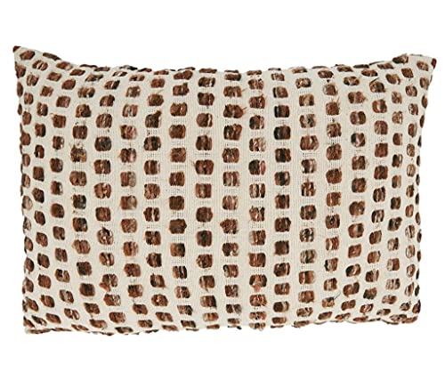 Fennco Styles Woven Cotton Decorative Throw Pillow 16" W x 24" L - Brown Rectangular Cushion for Home, Couch, Living Room, Bedroom, Office and Holiday Décor