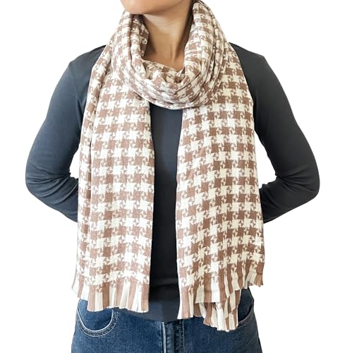 stylesilove Women Windmill Pattern Woven Cashmere Scarf with Fringe Warm and Ultra Soft Scarves Shawl Neck Wraps