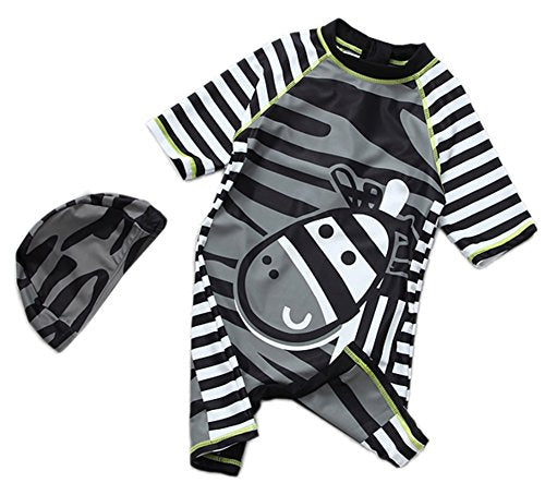 stylesilove Baby Little Boy Kids Zebra Costume Swimsuit and Hat 2 Pieces Set