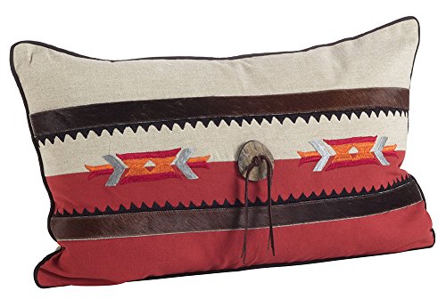 Fennco Styles Cowhide Trim Southwestern Embellished Down Filled Throw Pillow 18" W X 18'L