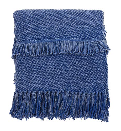 Fennco Styles Sevan Collection Bohemian Tufted Fringe 100% Cotton 50 x 60 Inch Throw – Variety Color Throw Blanket for Couch, Bedroom and Living Room Décor