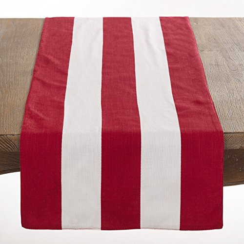 Fennco Styles Saint John Collection Striped Design Cotton Table Runner 16 x 72 Inch - Navy Blue Table Cover for Home Decor, Dining Room, Banquets and Special Events