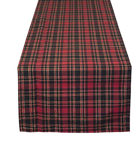 Fennco Styles Highland Holiday Red & Black Plaid Design Table Runner 16"x54"