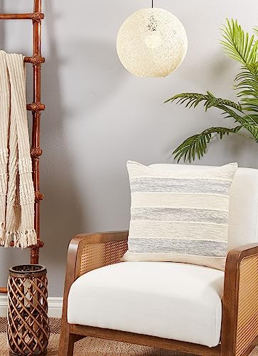 Fennco Styles Blue Striped Design Decorative Throw Pillow Cover 20" W x 20" L - Cottton Woven Cushion Case for Home, Couch, Bedroom, Living Room and Office Décor