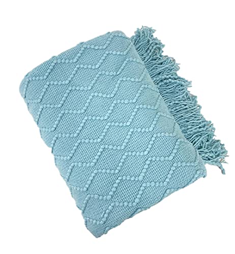 Fennco Styles Modern Textured Weave Knit Throw with Fringe 50" W x 60" L - Chevron Throw Blanket for Sofa, Couch, Living Room, Bedroom Décor