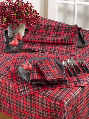 Fennco Styles Classic Tartan Plaid Holiday Tablecloth - Red and Black Table Cover for Christmas, Banquets, Family Gathering, Special Occasion and Home Décor