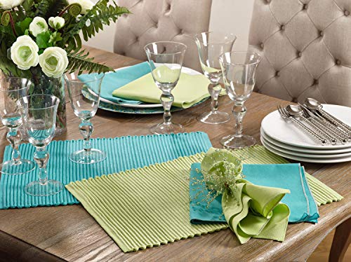 Fennco Styles Shimmering Design Ribbed Placemats 13 x 19 Inch, Set of 4 - Metallic Table Mats for Home, Dining Table, Banquet, Family Gathering and Special Occasion