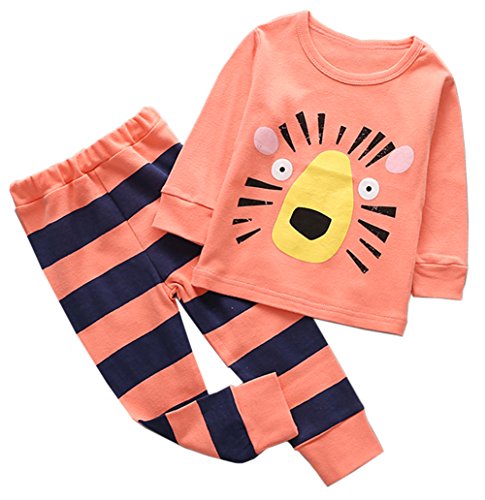 stylesilove Lovely Animal Character Print Long Sleeve Cotton Top and Pants 2 pcs Outfit Set