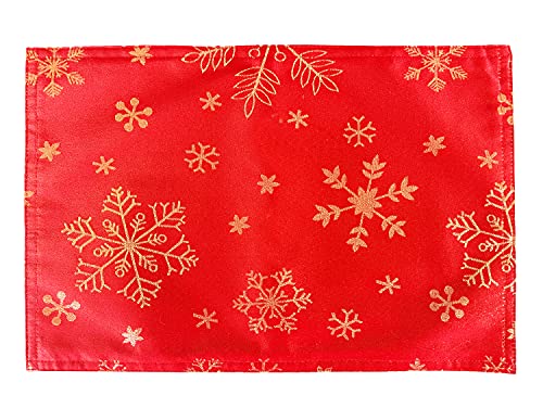Fennco Styles Holiday Foil Print Snowflake Table Runner 16" W x 54" L - Red Woven Table Cover for Home Décor, Banquet, Family Gathering, Christmas, Special Occasion