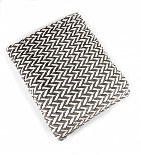 Fennco Styles Braided Design Plush Extra Warm and Soft Throw Blanket 59" W x 79" L - Grey Woven Flannel Fleece Large Blanket for Couch, Bedroom, Living Room Décor