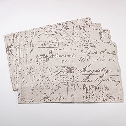 Fennco Styles Script Printed Contemporary Table Runner 16" W x 120" L - Natural Table Cover for Home, Dining Table, Banquet, Family Gathering and Special Occasion