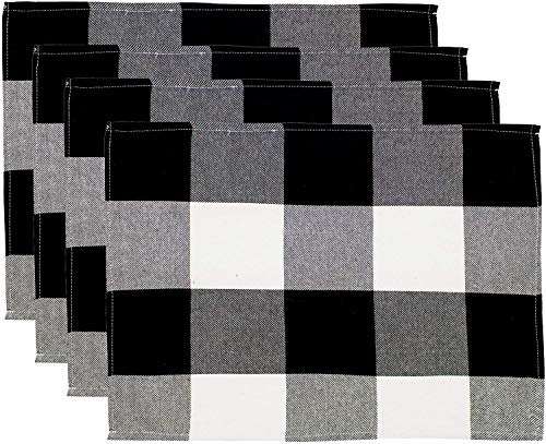 Fennco Styles Rustic Buffalo Check Holiday Plaid Cotton Placemats 14" x 20", Set of 4