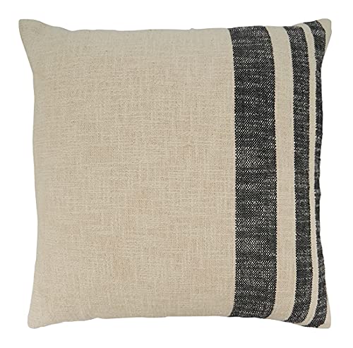 Fennco Styles Woven Striped Decorative Cotton Throw Pillow 20" W x 20" L - Natural Textured Cushion for Home, Couch, Bedroom, Living Room and Office Décor