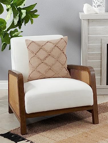 Fennco Styles Diamond Tufted Cotton Decorative Throw Pillow Cover 20" W x 20" L - Geometric Cushion Case for Home, Couch, Living Room, Bedroom, Office and Holiday Décor