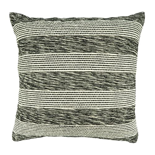 Fennco Styles Striped Design Cotton Decorative Throw Pillow 20" W x 20" L - Black & White Textured Cushion for Home, Couch, Bedroom, Living Room and Office Décor