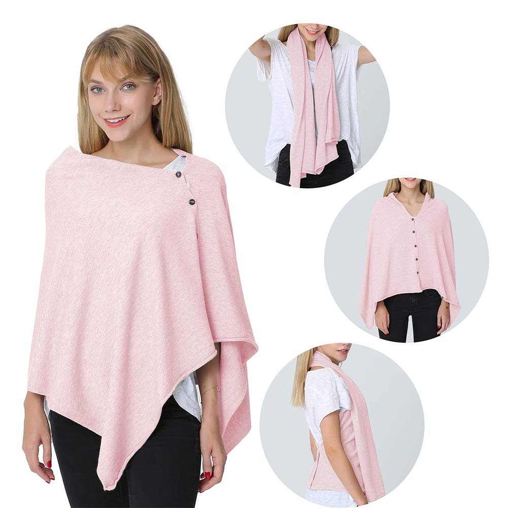 stylesilove Multi-Use Knit Nursing Shawl Poncho Adjustable Buttons for Breastfeeding Protection Nursing Cover Infinity Scarf