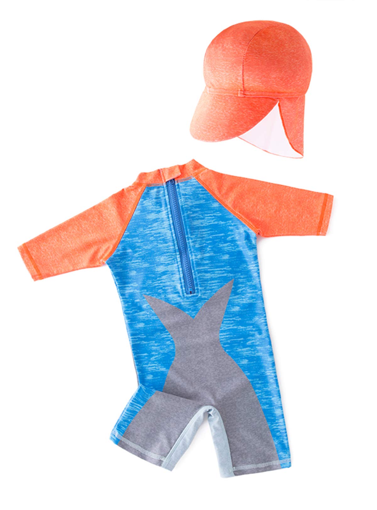 stylesilove Little Boys Shark with 3D Swim Glasses One-Piece Rash Guard Swimsuit with Sun Hat 2pcs Beach Swimwear