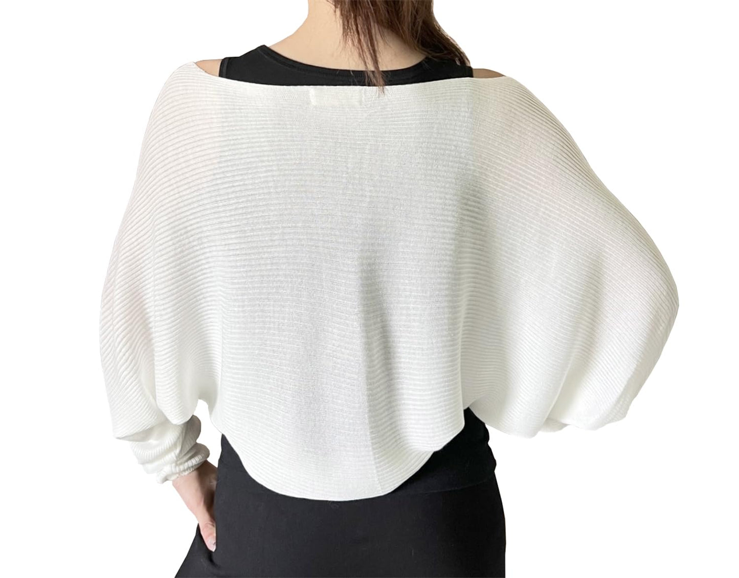 stylesilove Women Lightweight Ribbed Knit Bolero Shrug Long Sleeve Solid Cardigan Soft Sweater Open Front Cape Shawl