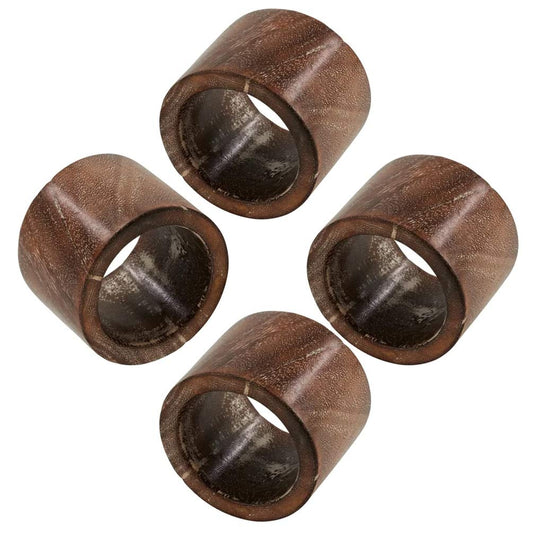 Fennco Styles Natural Wood Design Napkin Rings, Set of 4 - Brown Decorative Napkin Holders for Home, Dining Room, Banquet, Family Gathering, Holiday and Special Occasion
