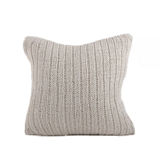 Fennco Styles Darcy Knitted Down Filled Throw Pillow, 20-inch Square - Ivory Cotton Accent Pillow for Home, Couch, Bedroom, Living Room and Office Décor