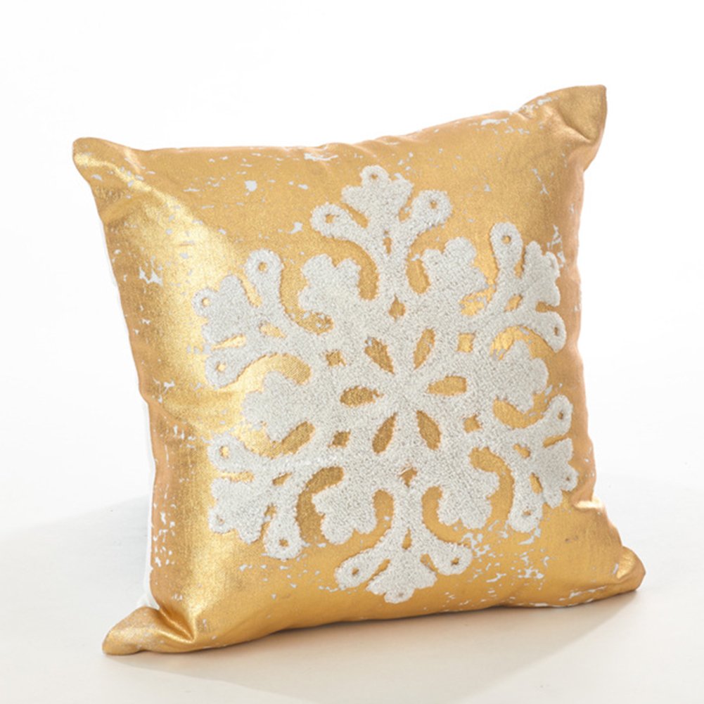 Fennco Styles Donnelou Collection Snowflake Design Down Filled Cotton Throw Pillow - 12" Square