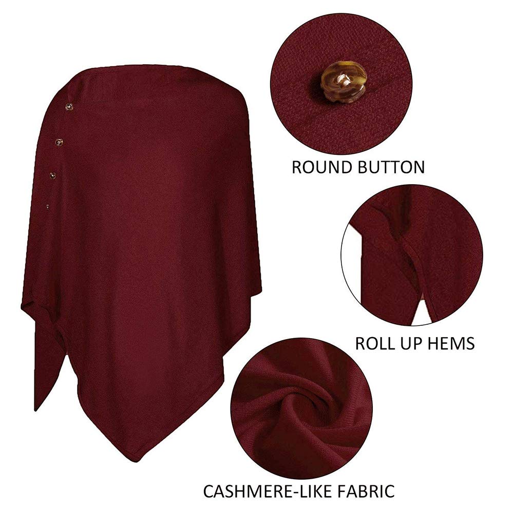 stylesilove Multi-Use Knit Nursing Shawl Poncho Adjustable Buttons for Breastfeeding Protection Nursing Cover Infinity Scarf